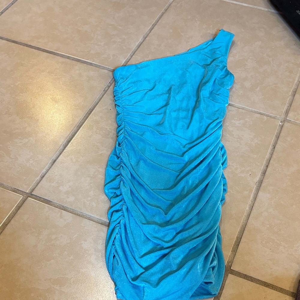 Forever 21 Blue One Shoulder Dress